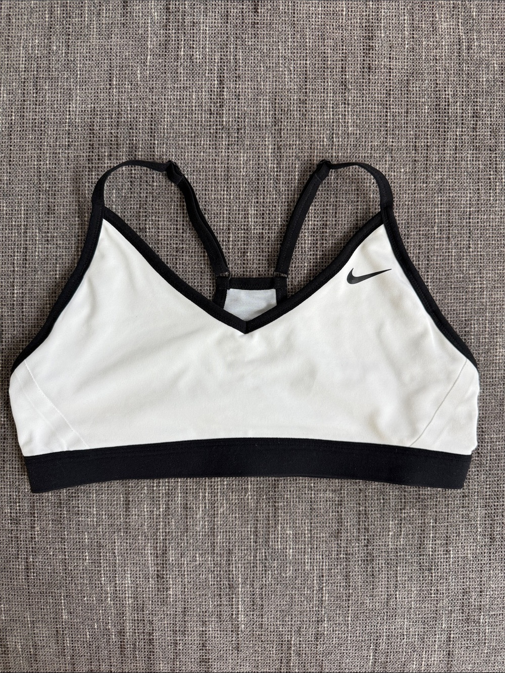 Nike White & Black Racerback Sports Bra